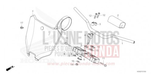 TUYAU DE GUIDON/PONT SUPERIEUR CRF250RXN de 2022